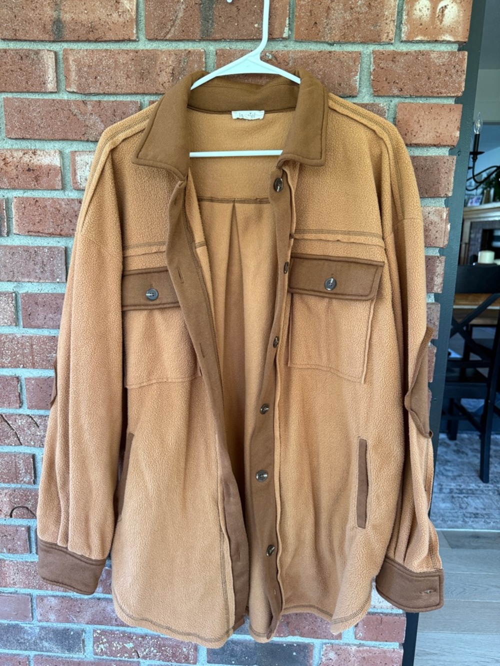 LA MIEL Camel Brown Fleece Shacket